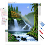 Waterfall under Rainbow | Diamond Painting Kit - Full Drill - Square or Round Diamonds with AB Drills Option