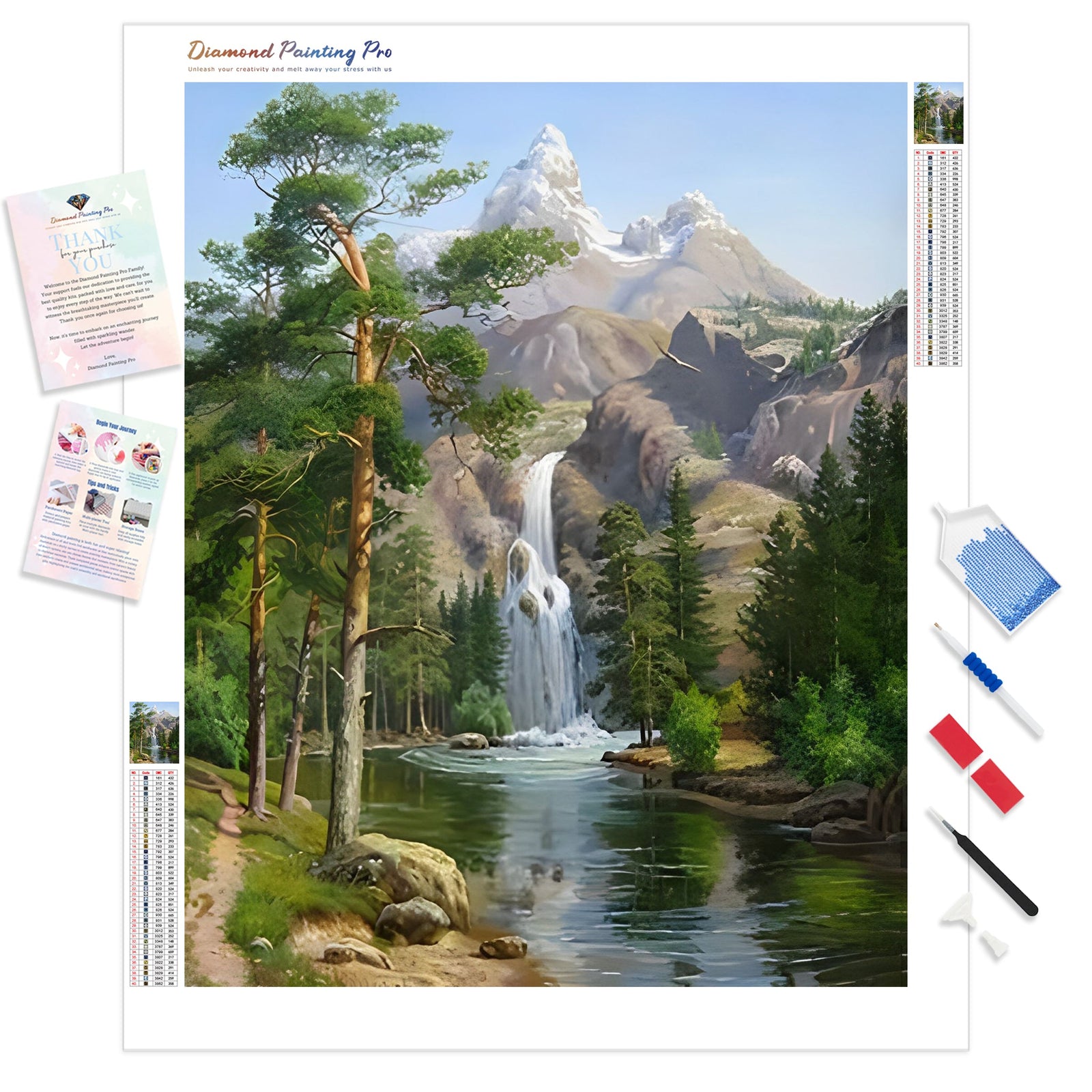 Soothing Waterfalls | Diamond Painting Kit - Full Drill - Square or Round Diamonds with AB Drills Option