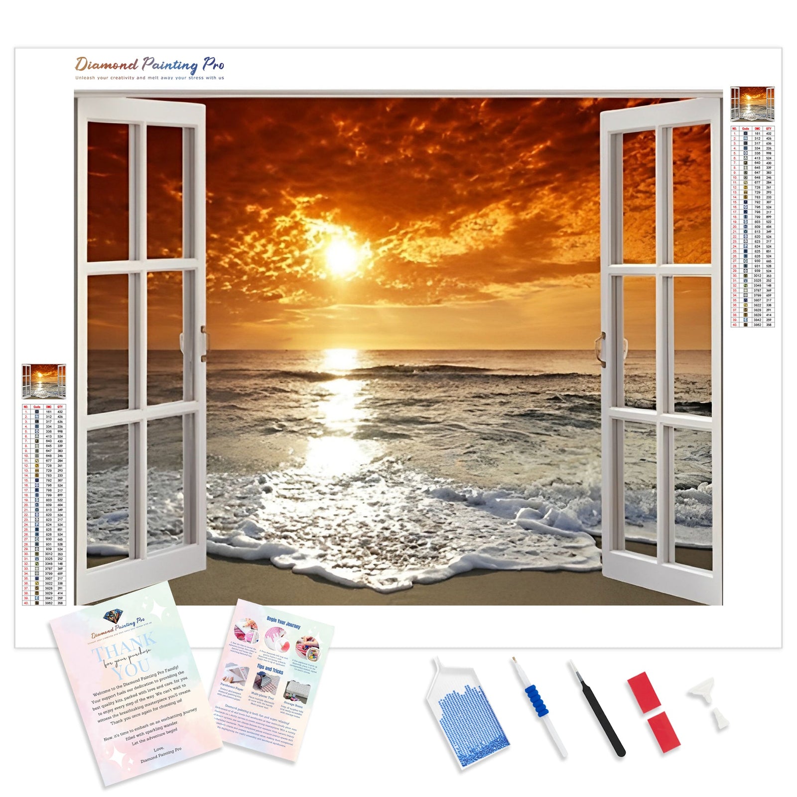 Window with Sunset View | Diamond Painting Kit - Full Drill - Square or Round Diamonds with AB Drills Option