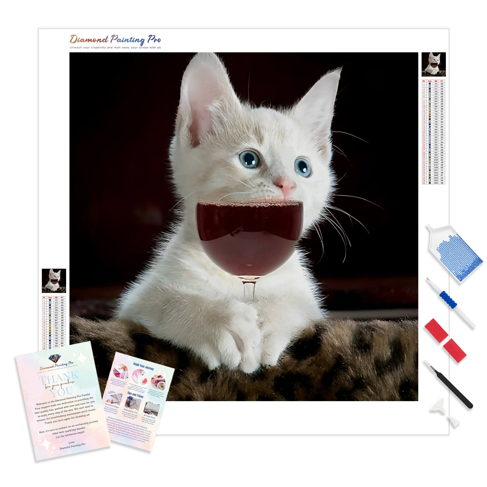 Cat Wine | Diamond Painting Kit - Full Drill - Square or Round Diamonds with AB Drills Option