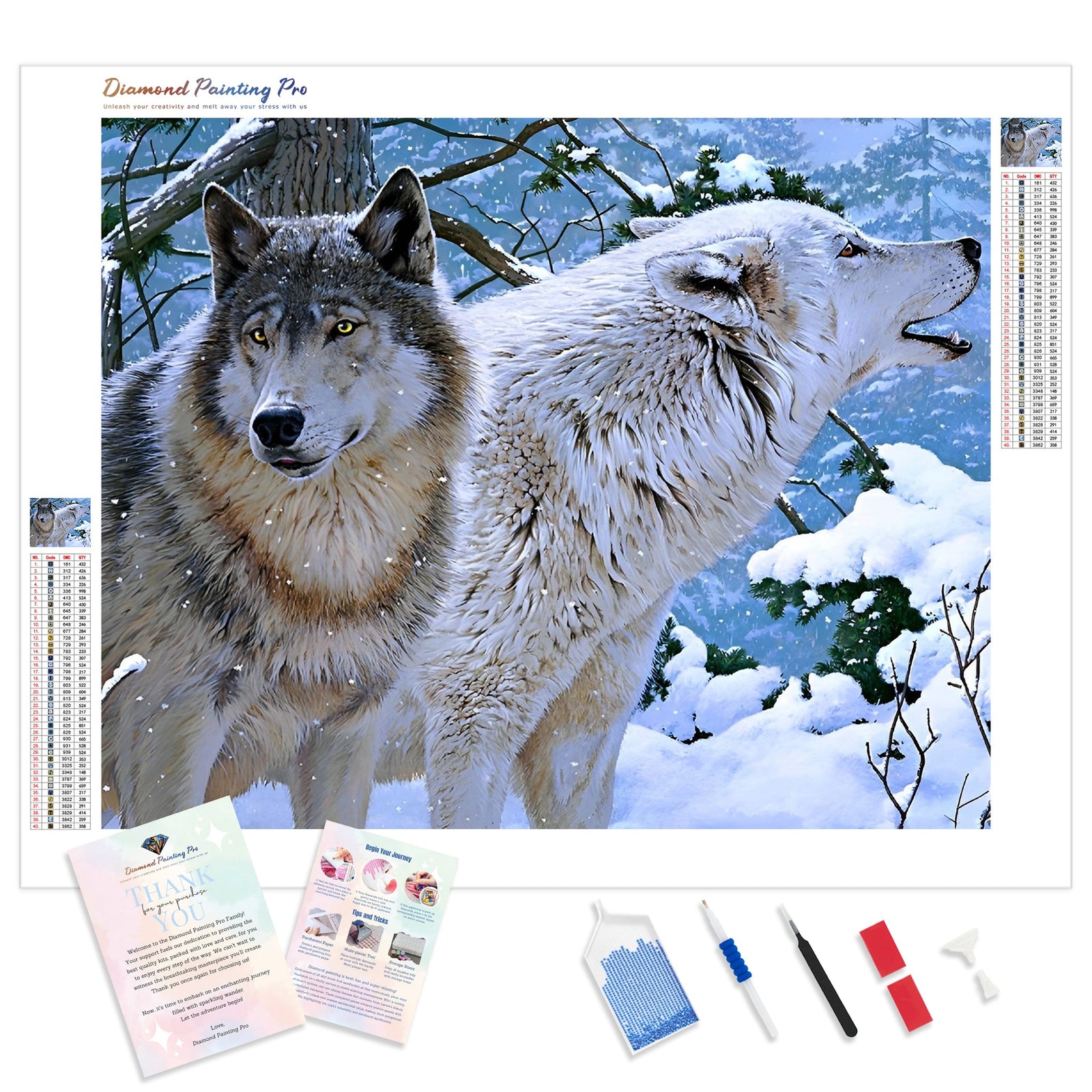 Winter Wolf | Diamond Painting Kit - Full Drill - Square or Round Diamonds with AB Drills Option