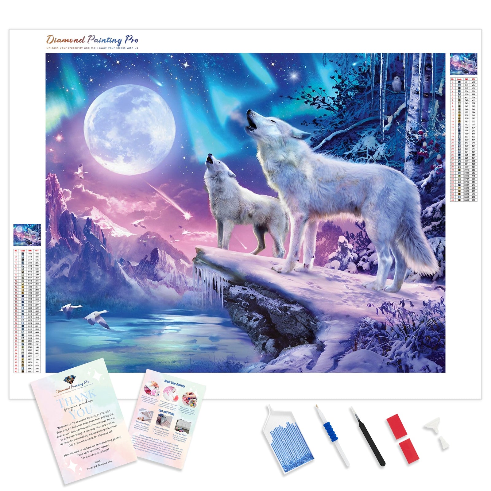 Arctic wolf | Diamond Painting Kit - Full Drill - Square or Round Diamonds with AB Drills Option