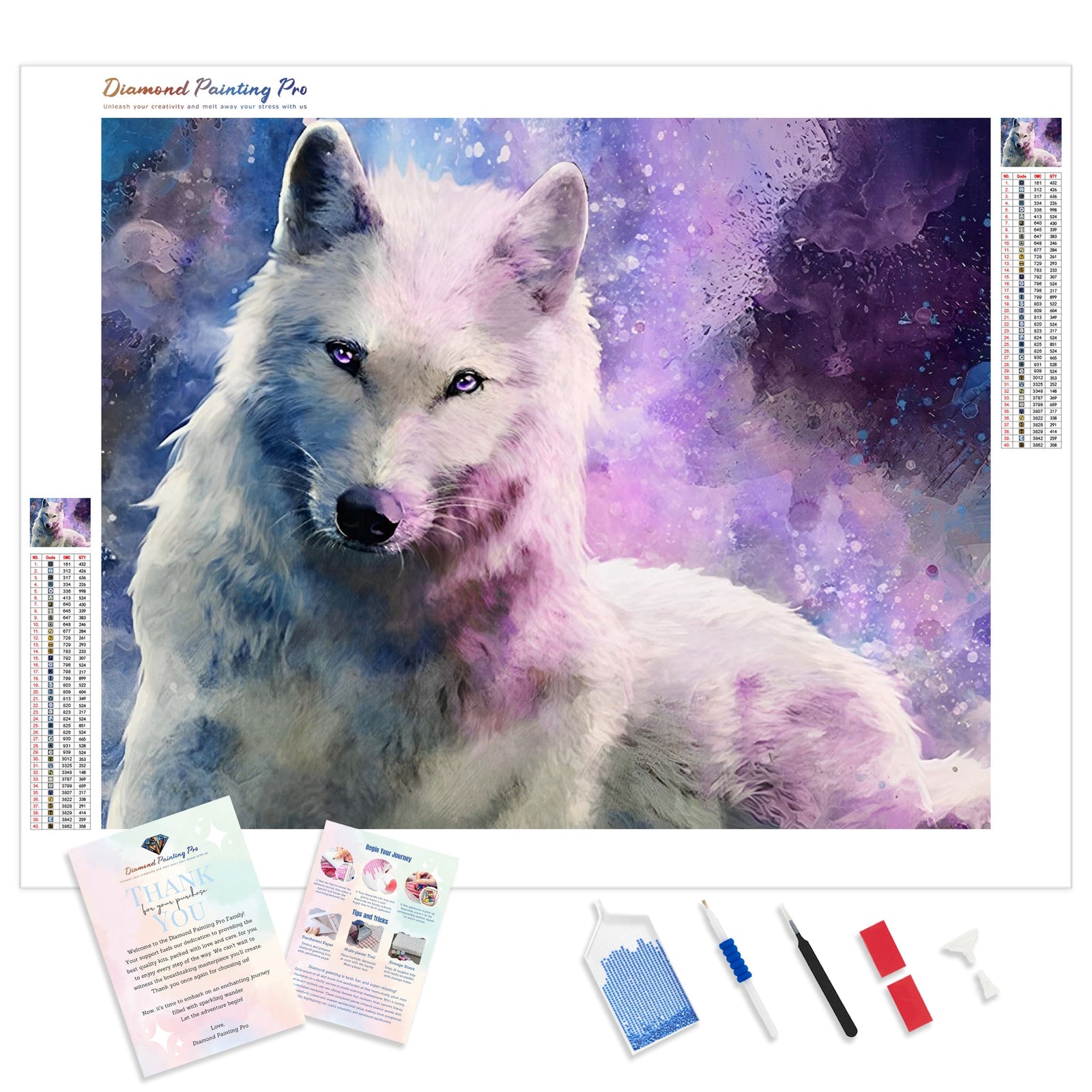 White Wolf | Diamond Painting Kit - Full Drill - Square or Round Diamonds with AB Drills Option