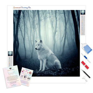 White Wolf in Forest | Diamond Painting