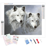 White Wolves | Diamond Painting Kit - Full Drill - Square or Round Diamonds with AB Drills Option