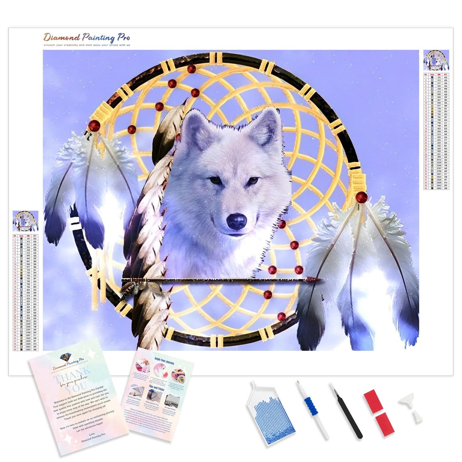 Wolf Dreamcatcher | Diamond Painting Kit - Full Drill - Square or Round Diamonds with AB Drills Option