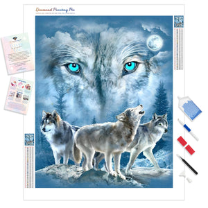 Wolf Stare | Diamond Painting Kit - Full Drill - Square or Round Diamonds with AB Drills Option