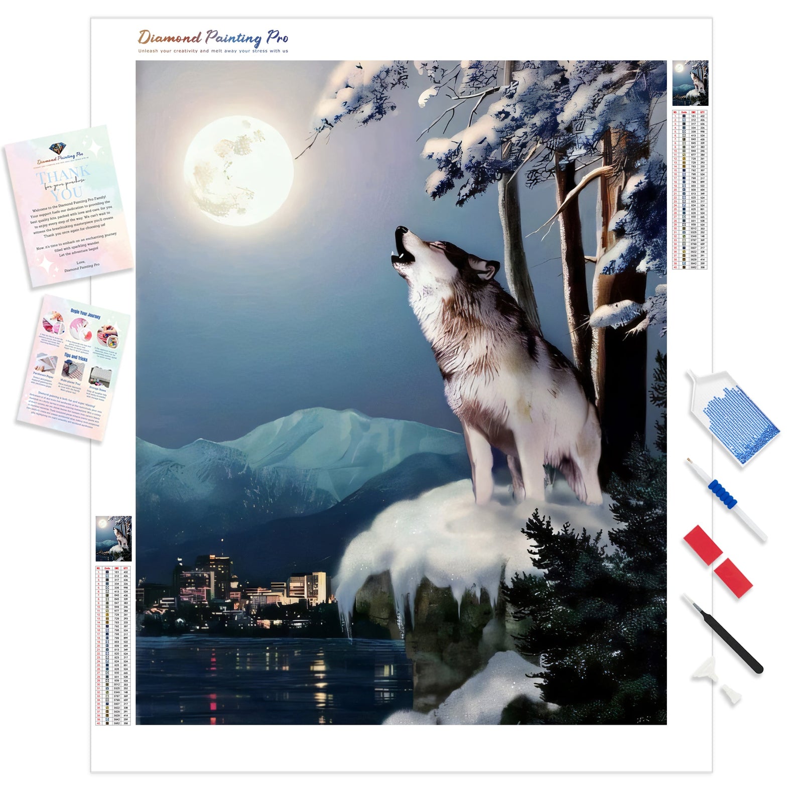 Wolf on the Doorstep of Civilization | Diamond Painting Kit - Full Drill - Square or Round Diamonds with AB Drills Option