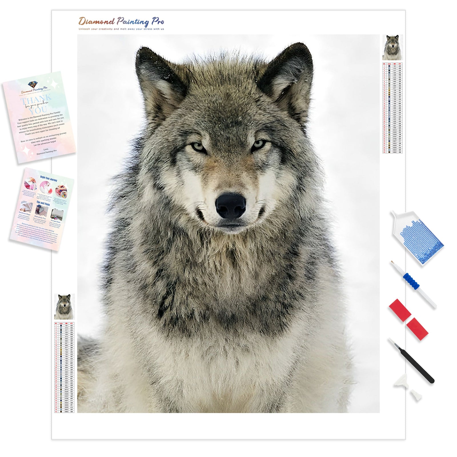 Timber Wolf Portrait | Diamond Painting Kit - Full Drill - Square or Round Diamonds with AB Drills Option