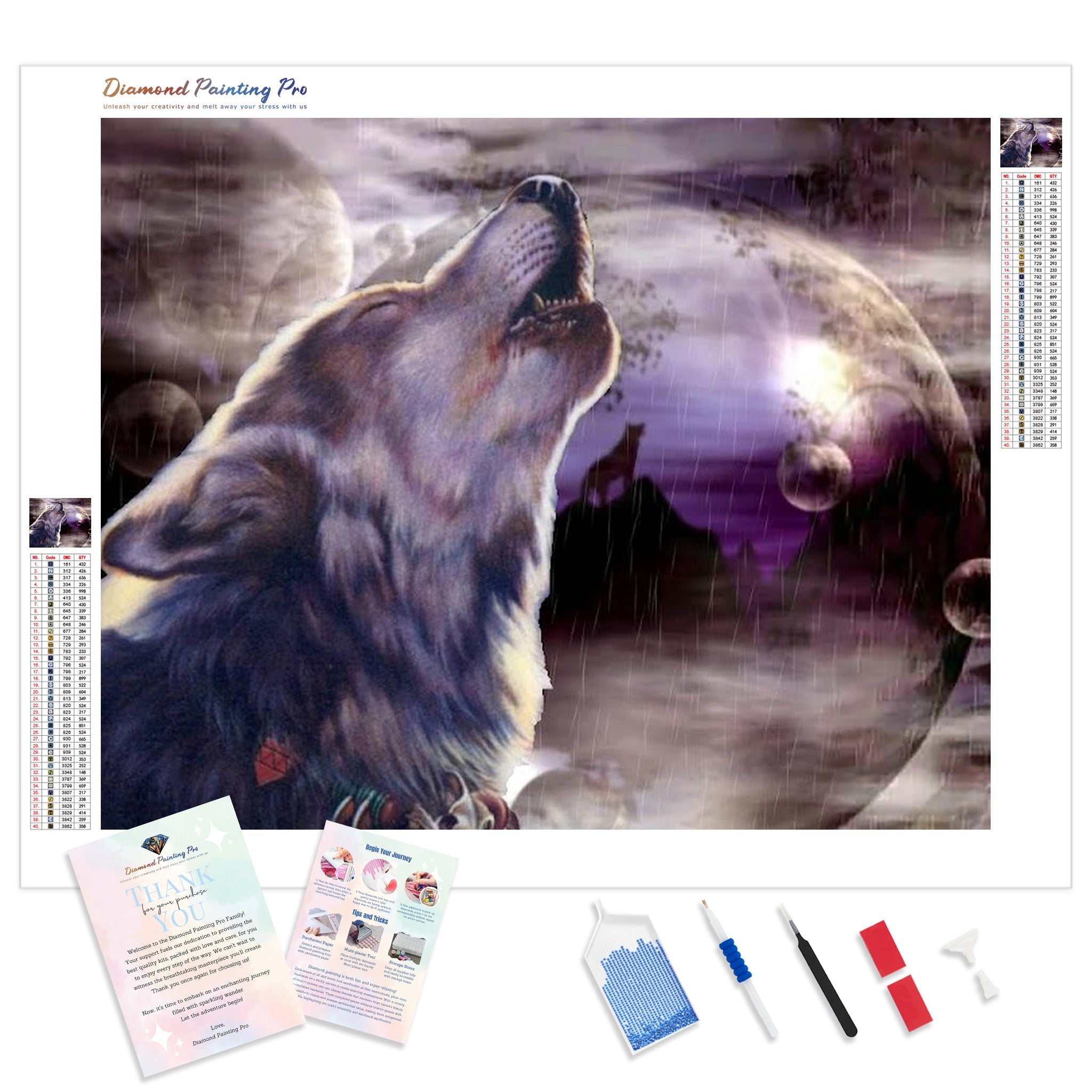 Howl at the Moon Diamond Painting | Full Drill Diamond Art – Diamond ...
