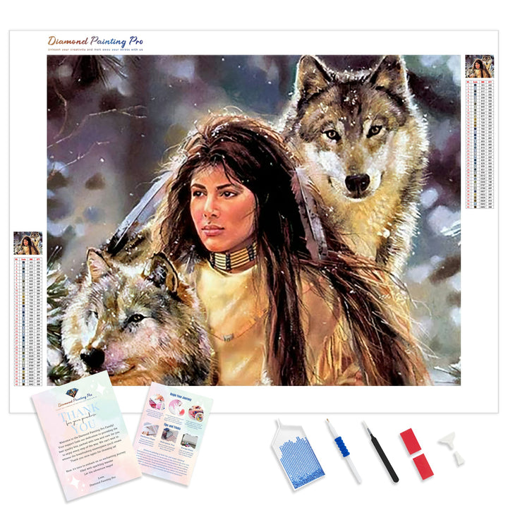 Woman and wolves | Diamond Painting