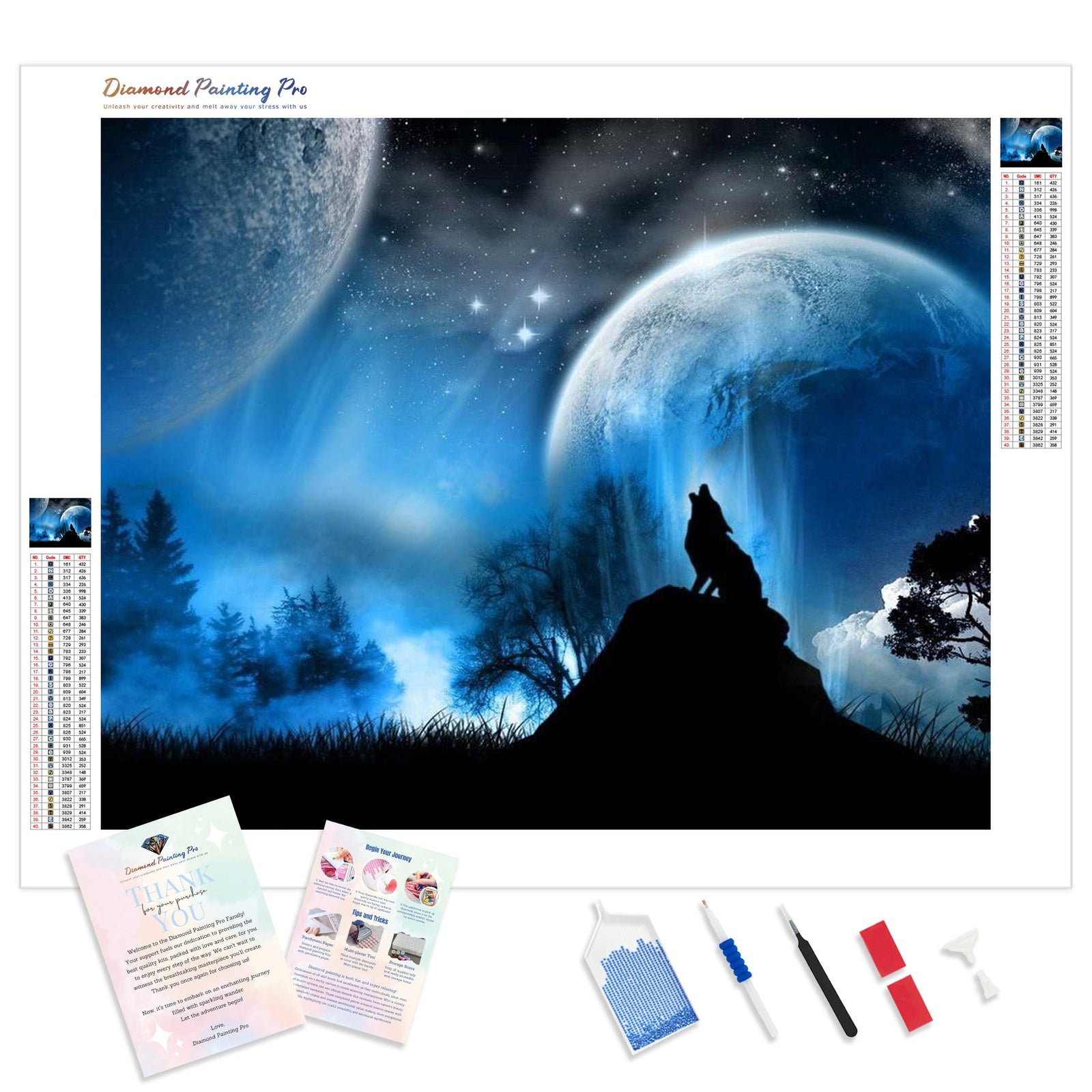 Wolf Howl | Diamond Painting Kit - Full Drill - Square or Round Diamonds with AB Drills Option