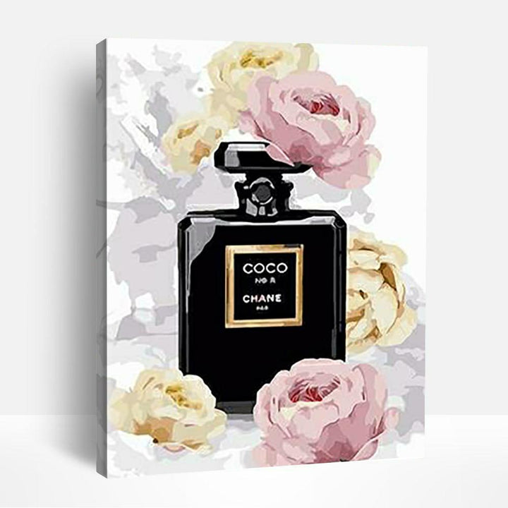 Perfume Bottle Black White Flower | Paint By Numbers