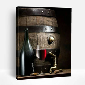 Wine Bottle and Barrel | Paint By Numbers