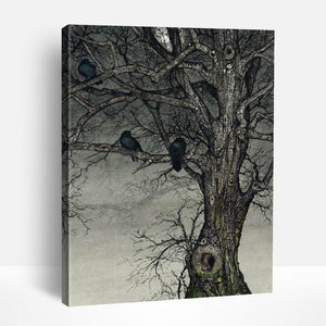 Halloween Ravens on Tree | Paint By Numbers