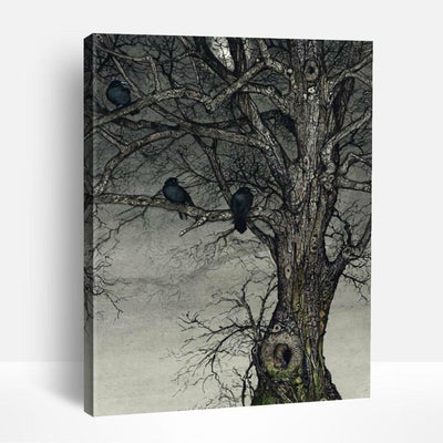 Halloween Ravens on Tree | Paint By Numbers