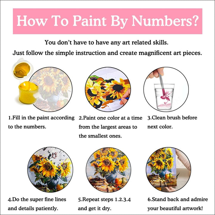 Bouquet of Flowers on Blue Background | Paint By Numbers