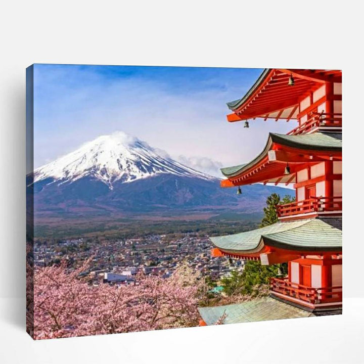 Pagoda by Mount Fuji | Paint By Numbers