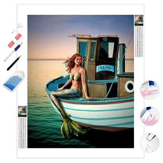 Mermaid on Fishing Boat | Diamond Painting