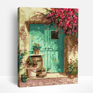 Blue Door and Flowers | Paint By Numbers