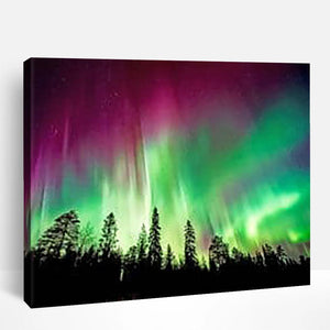 Silhouette Under Aurora Borealis | Paint By Numbers