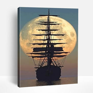 Moonlit Ship Silhouette | Paint By Numbers