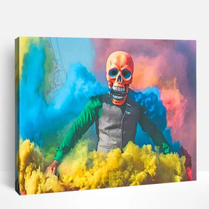 Skeleton and Colorful Smoke | Paint By Numbers