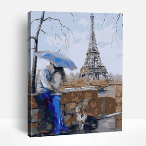 Couple at Paris Rainy Day | Paint By Numbers