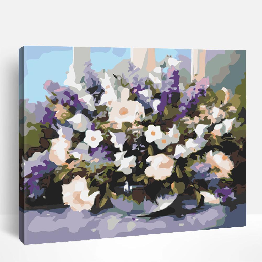Purple and White Lilac Still Life | Paint By Numbers