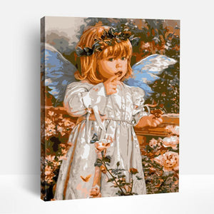 Little Angel with Flowers Around | Paint By Numbers