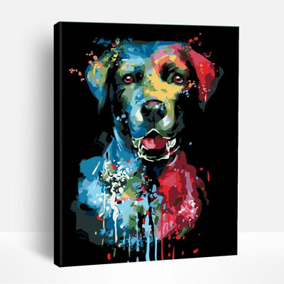 Colorful Dog on Black | Paint By Numbers