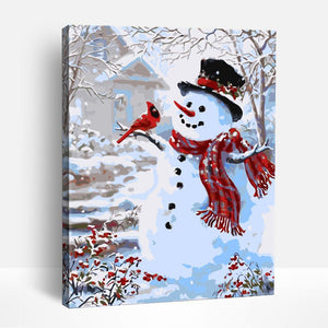 Snowman and Cardinal | Paint By Numbers