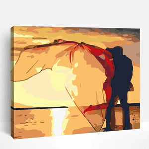 Couple Embracing Under Sunset | Paint By Numbers