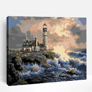 Crashing Waves and Lighthouse | Paint By Numbers