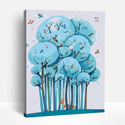 Blue Cartoon Trees | Paint By Numbers