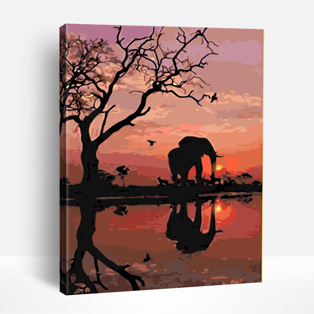 Elephant in the sunset | Paint By Numbers