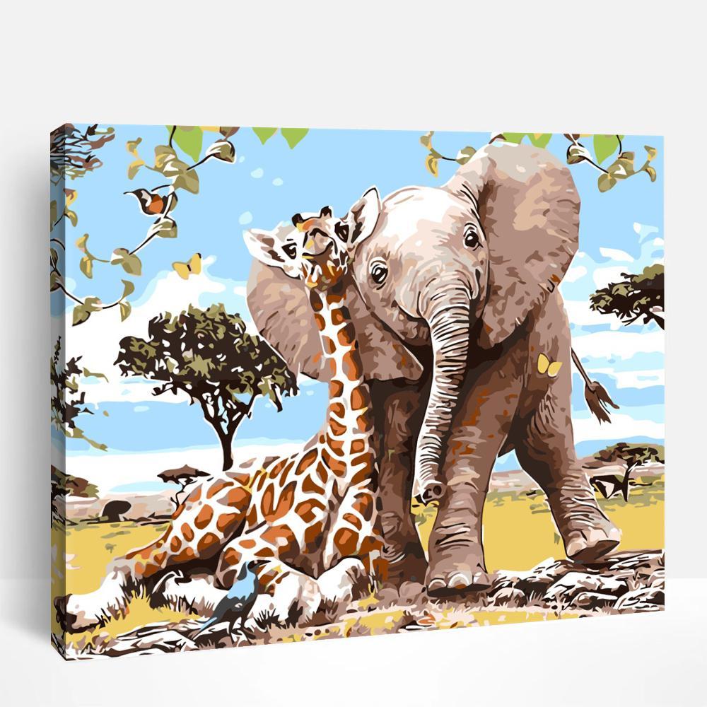 Elephant and Giraffe | Paint By Numbers
