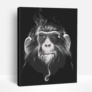 Black and White Chimp | Paint By Numbers