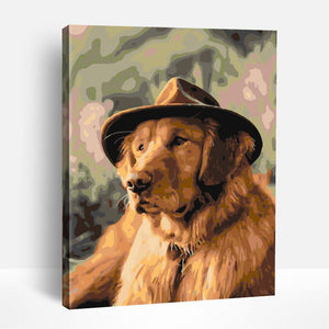 Golden Retriever in Hat | Paint By Numbers