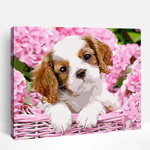 Puppy and Flowers | Paint By Numbers