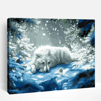 White Wolf in Snow | Paint By Numbers