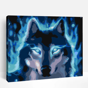 Blue Fiery Wolf | Paint By Numbers