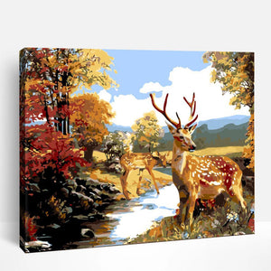 Deers in Autumn Forest | Paint By Numbers