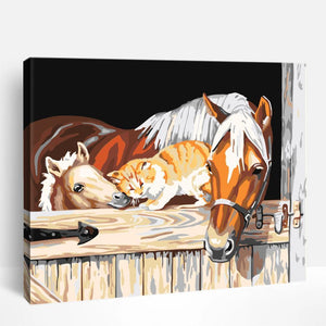 Horses and Kitten | Paint By Numbers