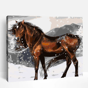 Stallion in Snow | Paint By Numbers