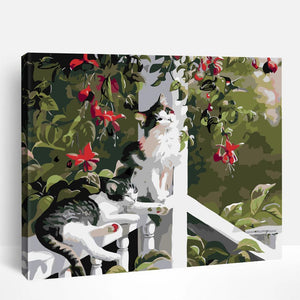 Cat Twin's Garden Rest | Paint By Numbers