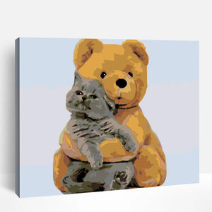 Teddy Bear and Cat | Paint By Numbers