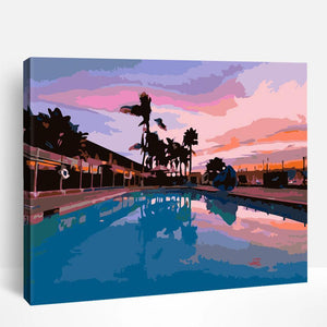 Swimming Pool at Dusk | Paint By Numbers