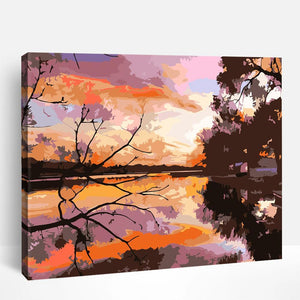 Sunset Tree Near Lake | Paint By Numbers