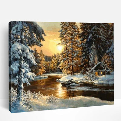 Snowy Creek Sunset | Paint By Numbers